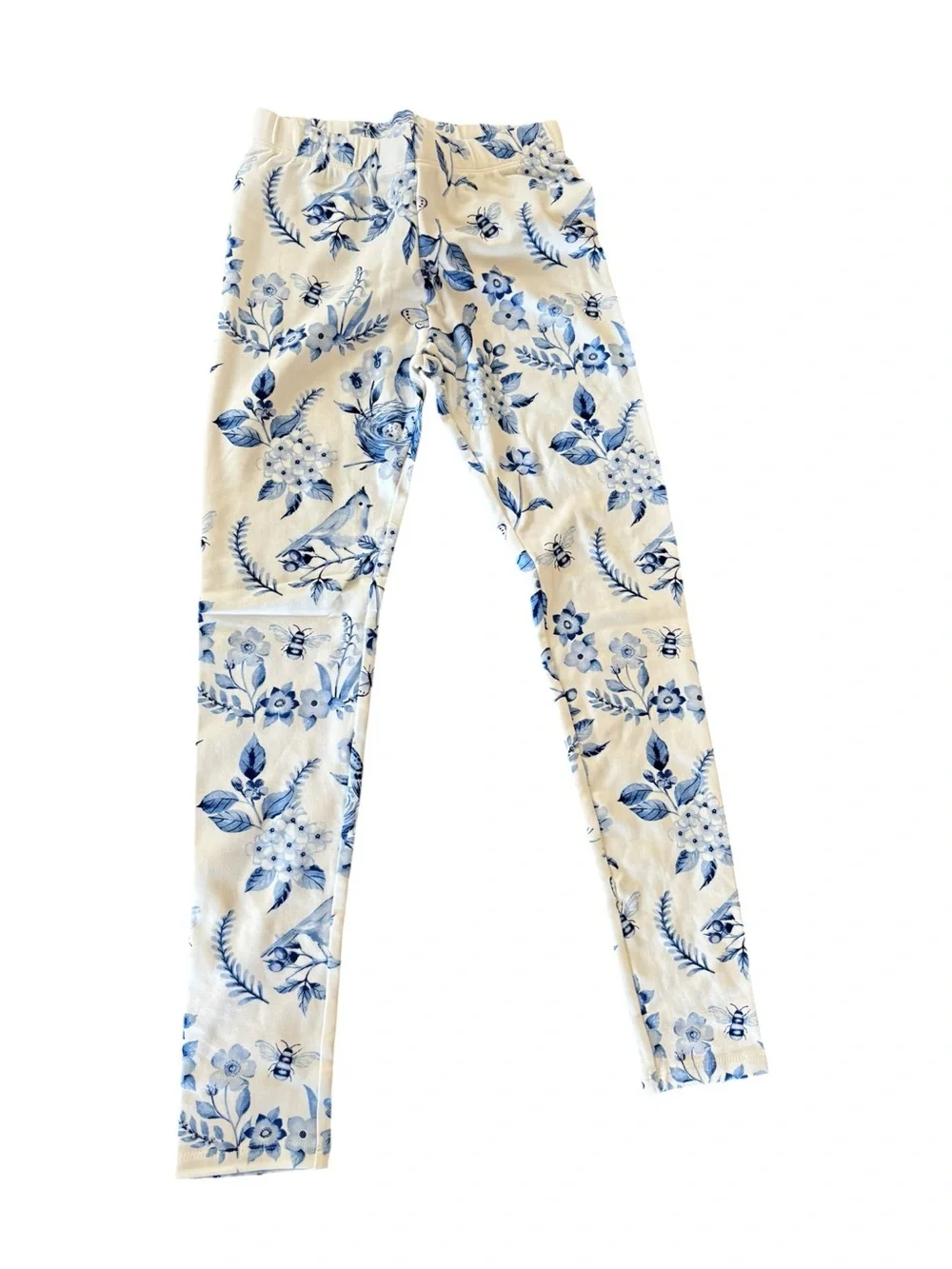 NWT Gymboree Size 12 Blue Floral & Bird Nesting Spring Print Leggings